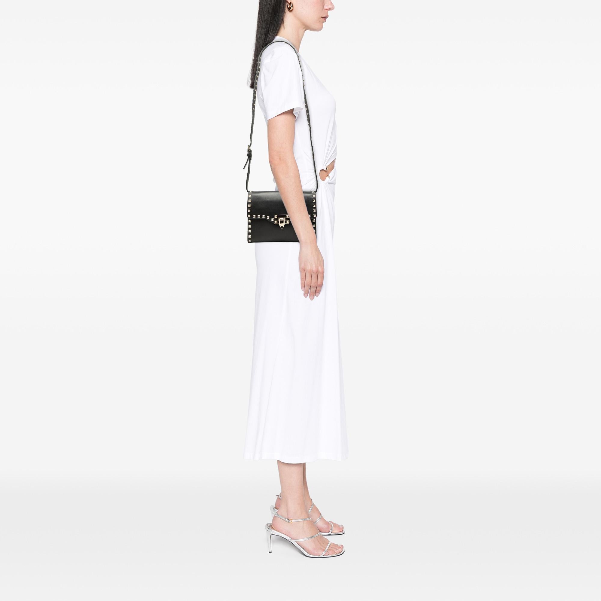 Valentino Small Leather Rockstud Flip Lock Crossbody