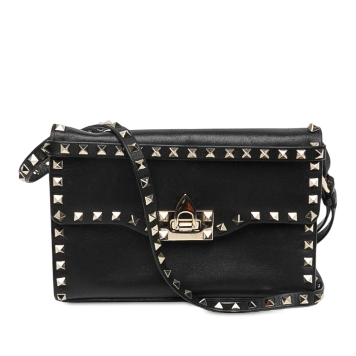 Valentino Small Leather Rockstud Flip Lock Crossbody