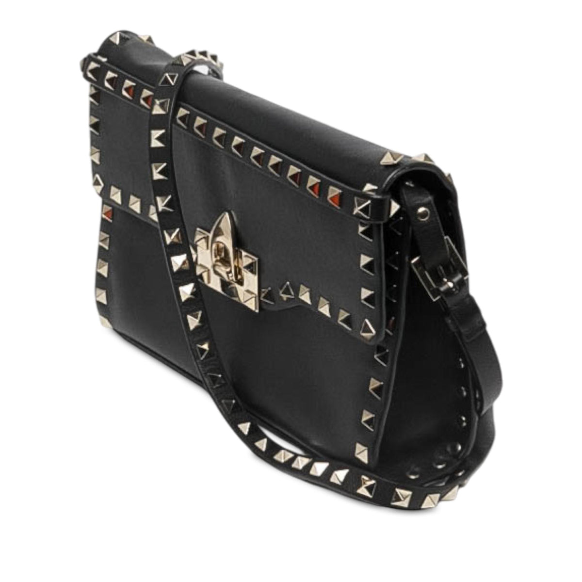 Valentino Small Leather Rockstud Flip Lock Crossbody