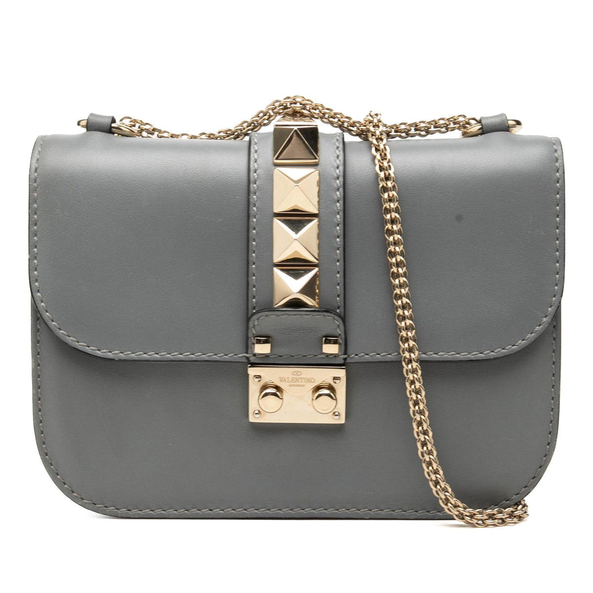 Valentino Small Leather Rockstud Glam Lock Crossbody