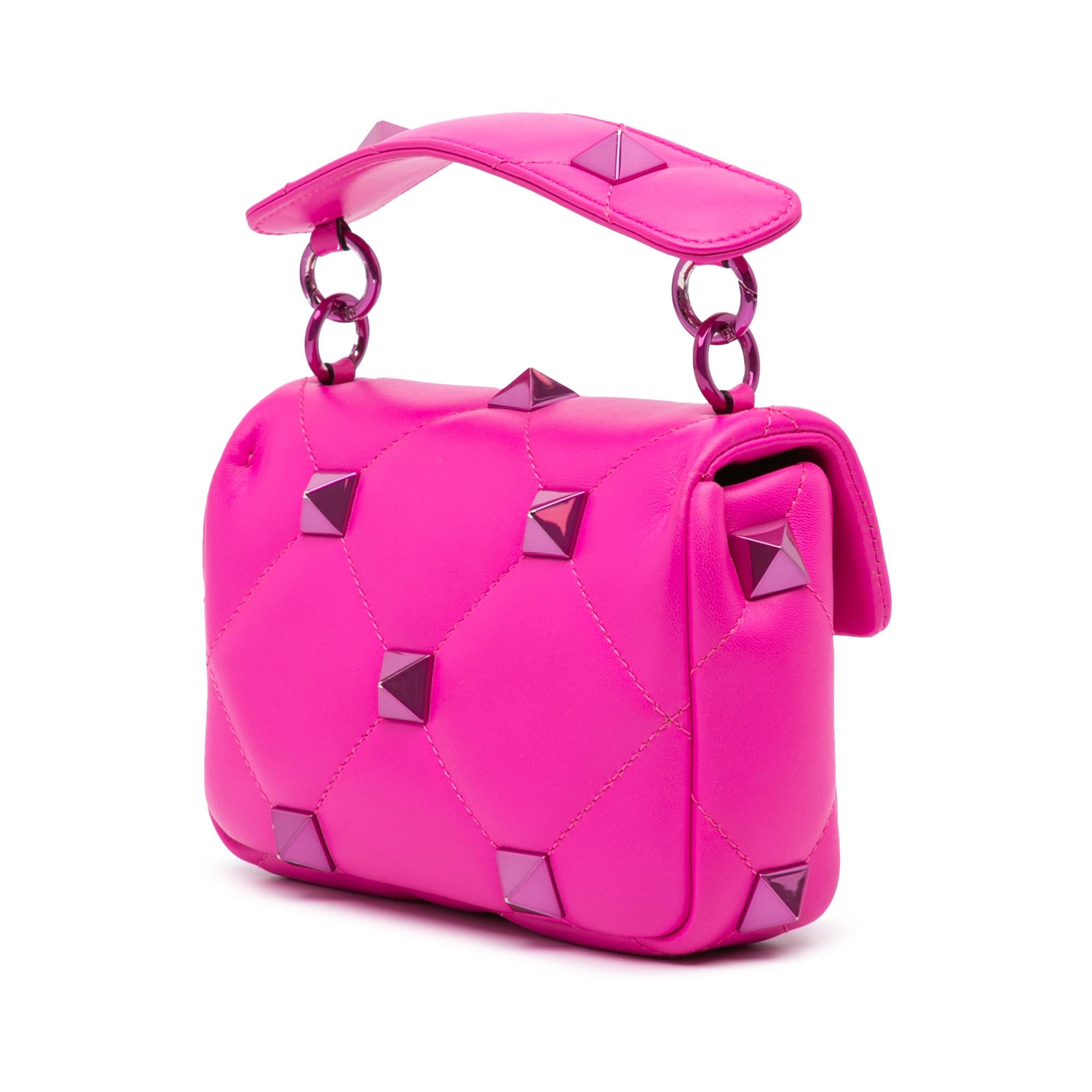 Valentino Small Nappa Lacquer Monochrome Roman Stud Satchel