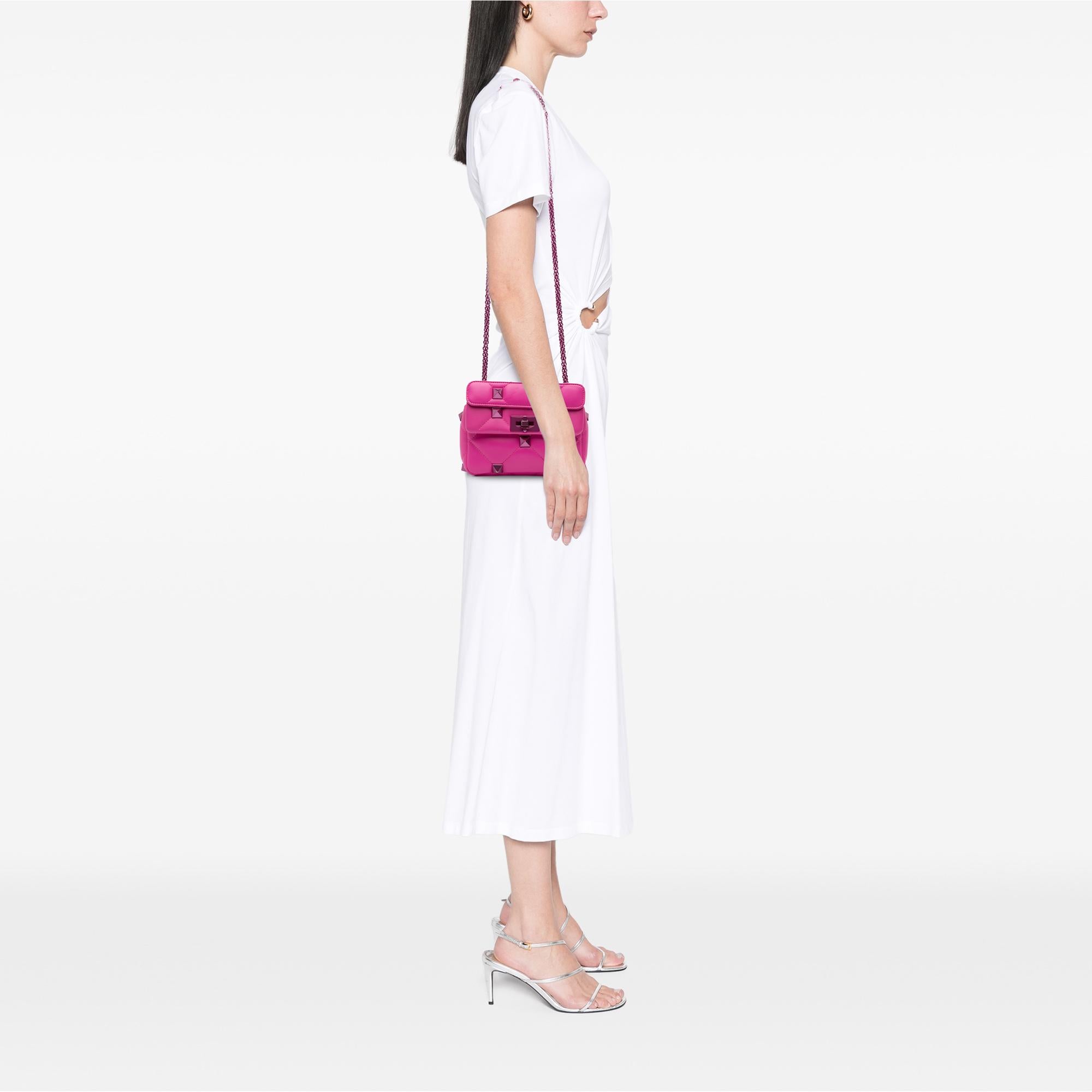 Valentino Small Nappa Lacquer Monochrome Roman Stud Satchel
