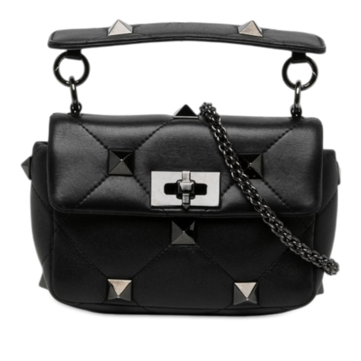Valentino Small Nappa Monochrome Roman Stud Satchel