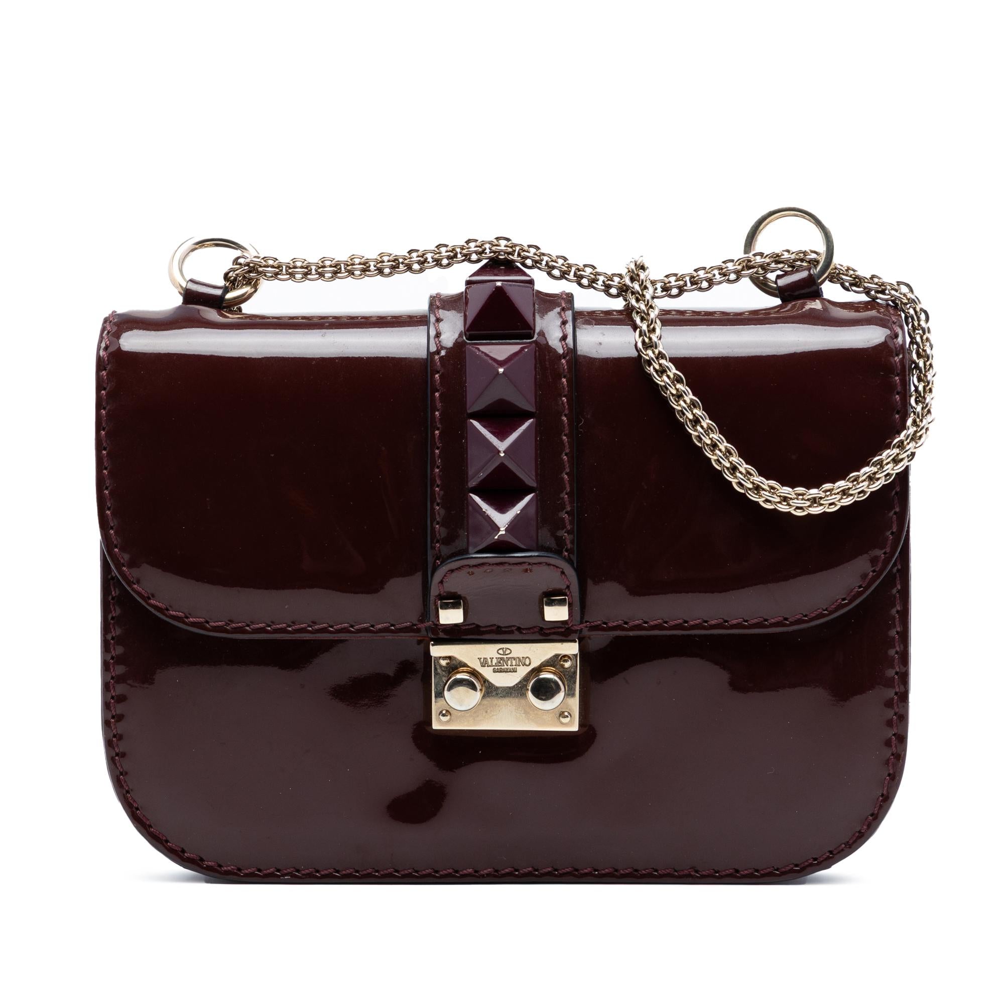 Valentino Small Patent Rockstud Glam Lock Crossbody