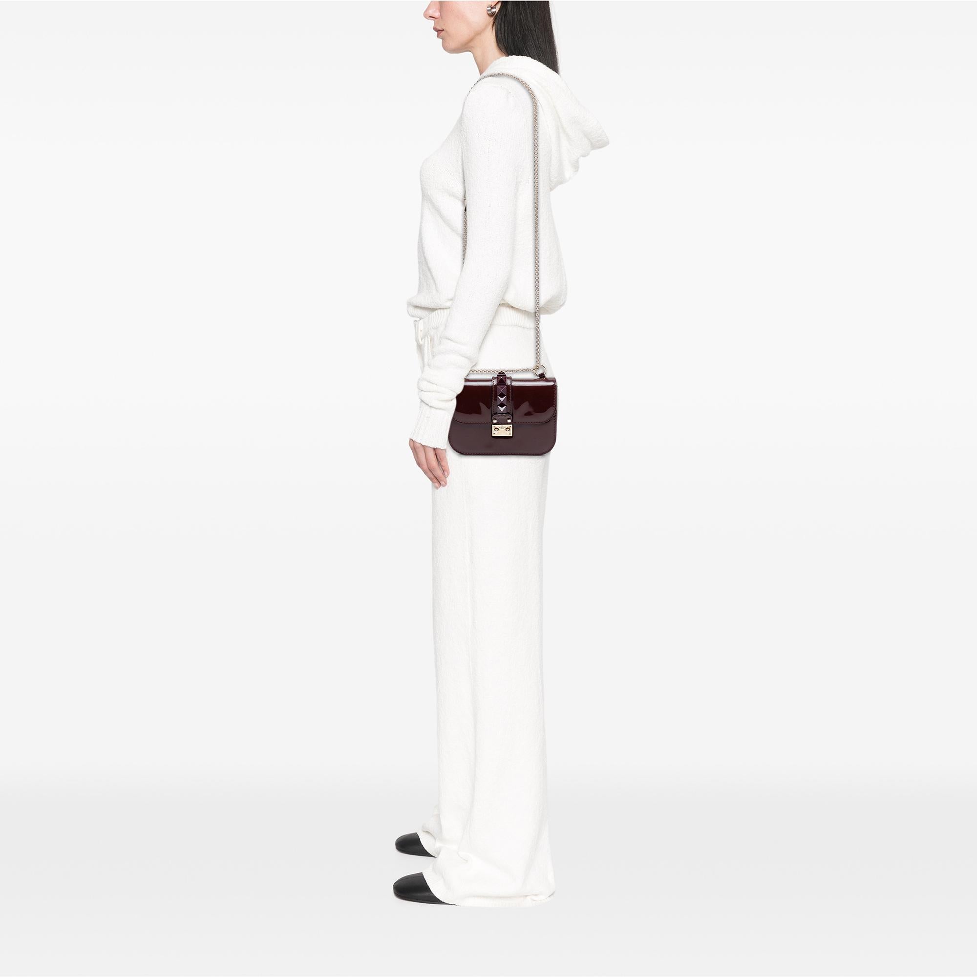 Valentino Small Patent Rockstud Glam Lock Crossbody