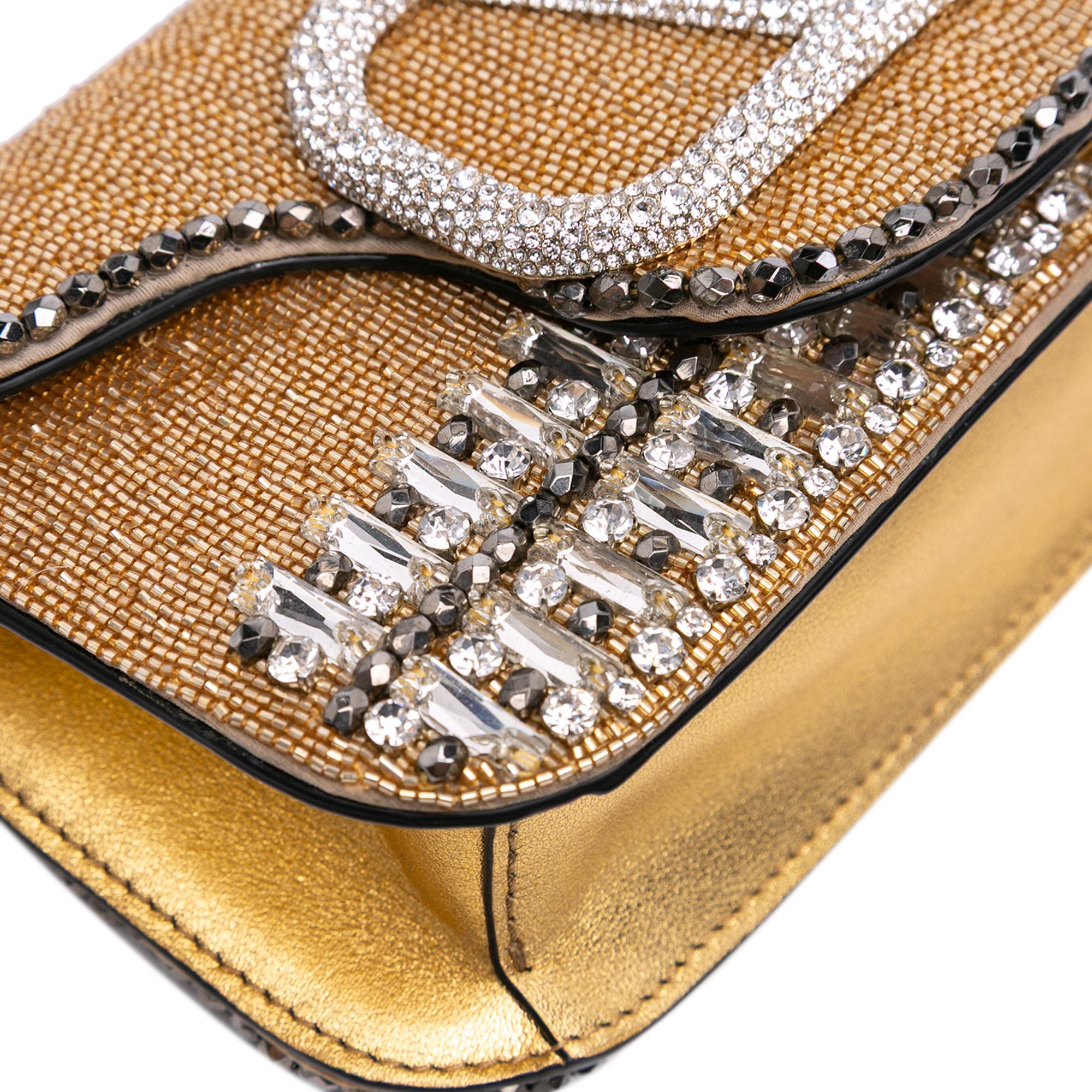 Valentino Small Swarovski Crystal Embroidered Vlogo Loco Satchel