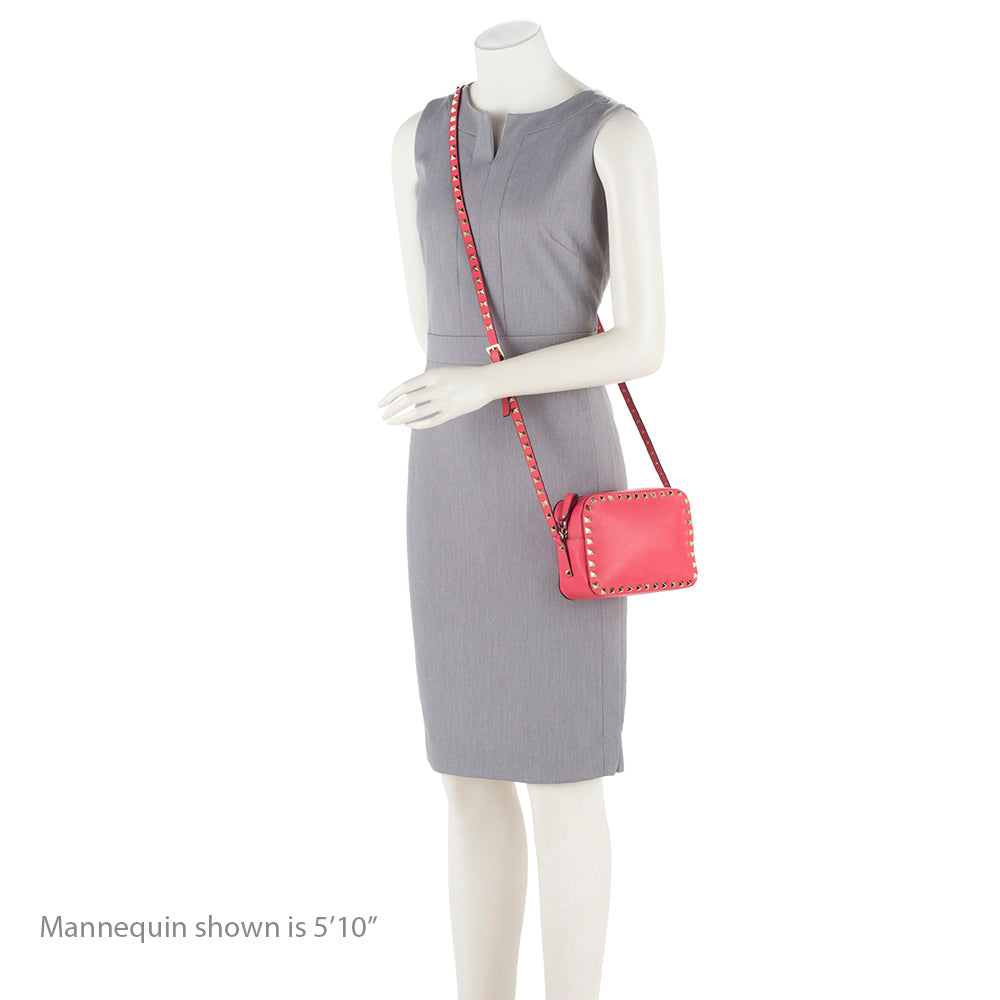 Valentino Smooth Leather Rockstud Camera Bag (SHF-12392)