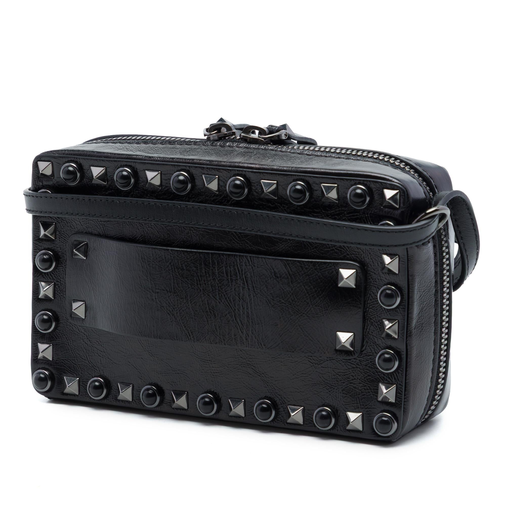 Valentino Textured Leather Rolling Rockstud Camera Bag