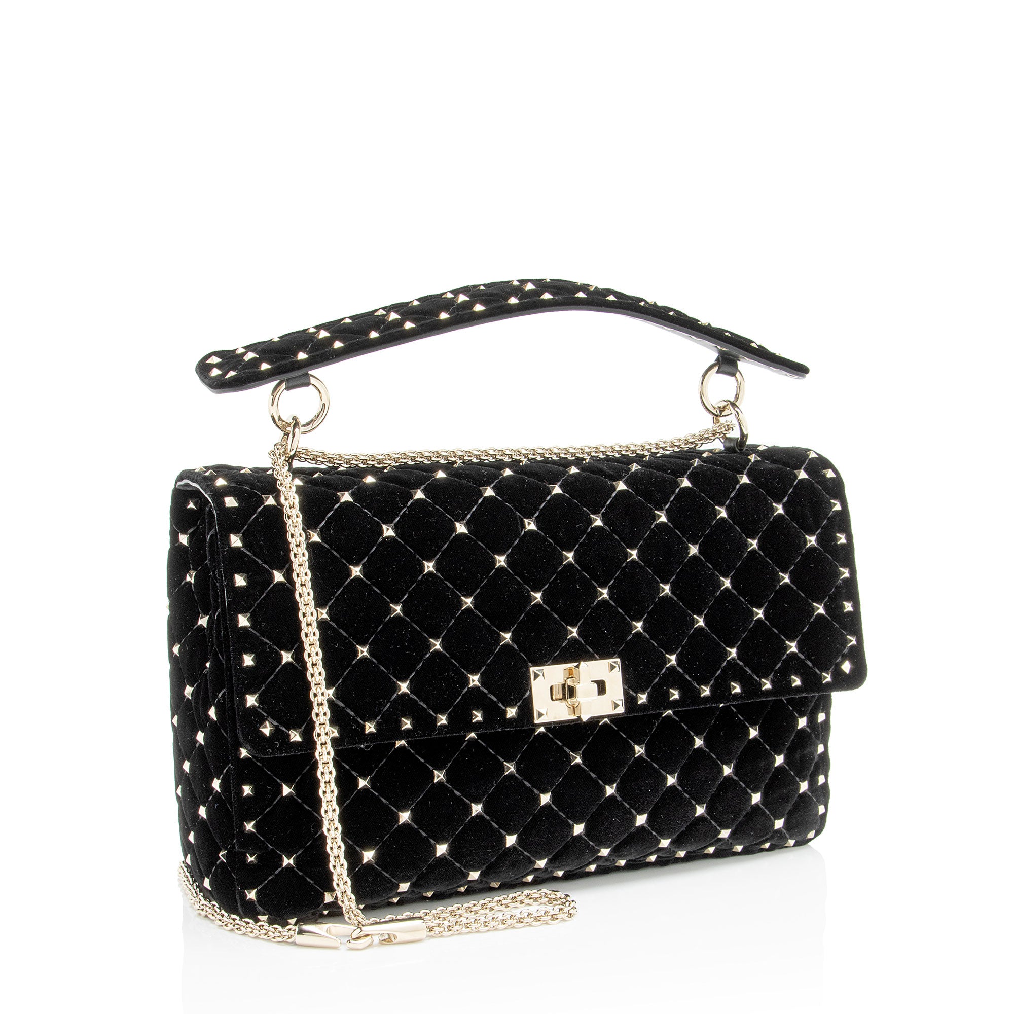 Valentino Velvet Rockstud Spike Up Shoulder Bag