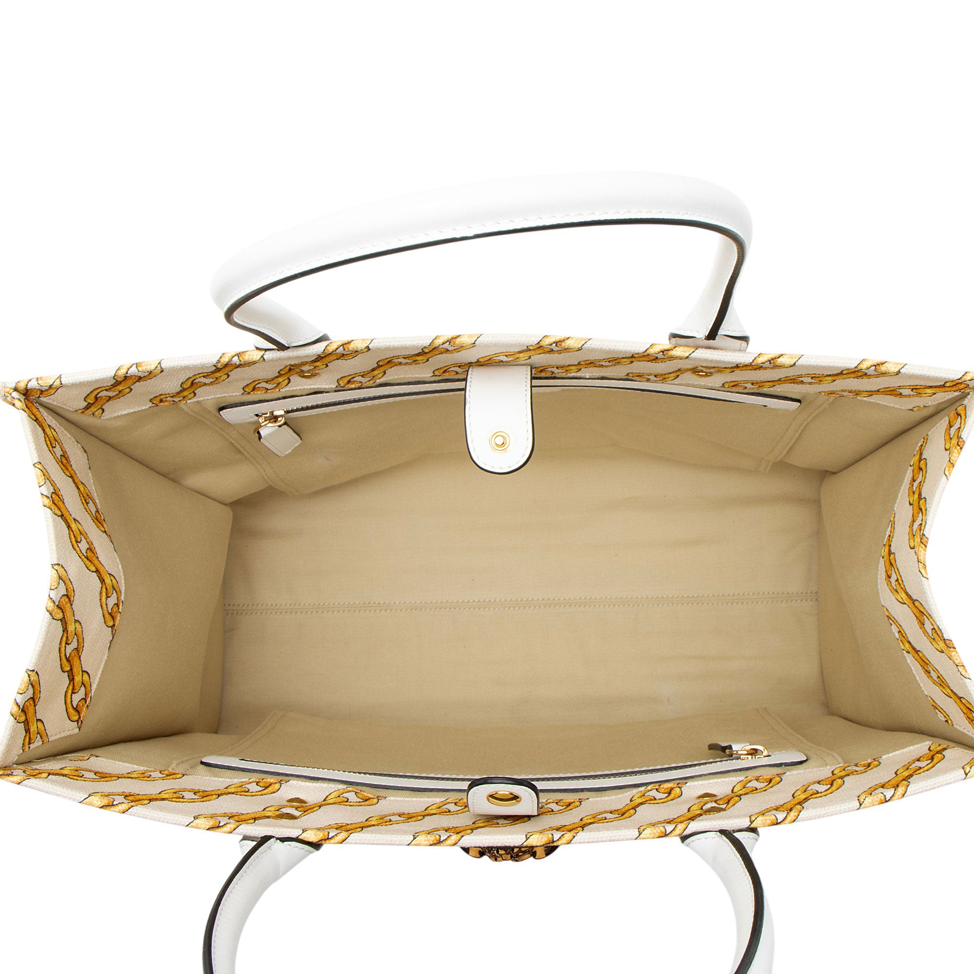 Versace Chain Link Canvas La Medusa Large Tote