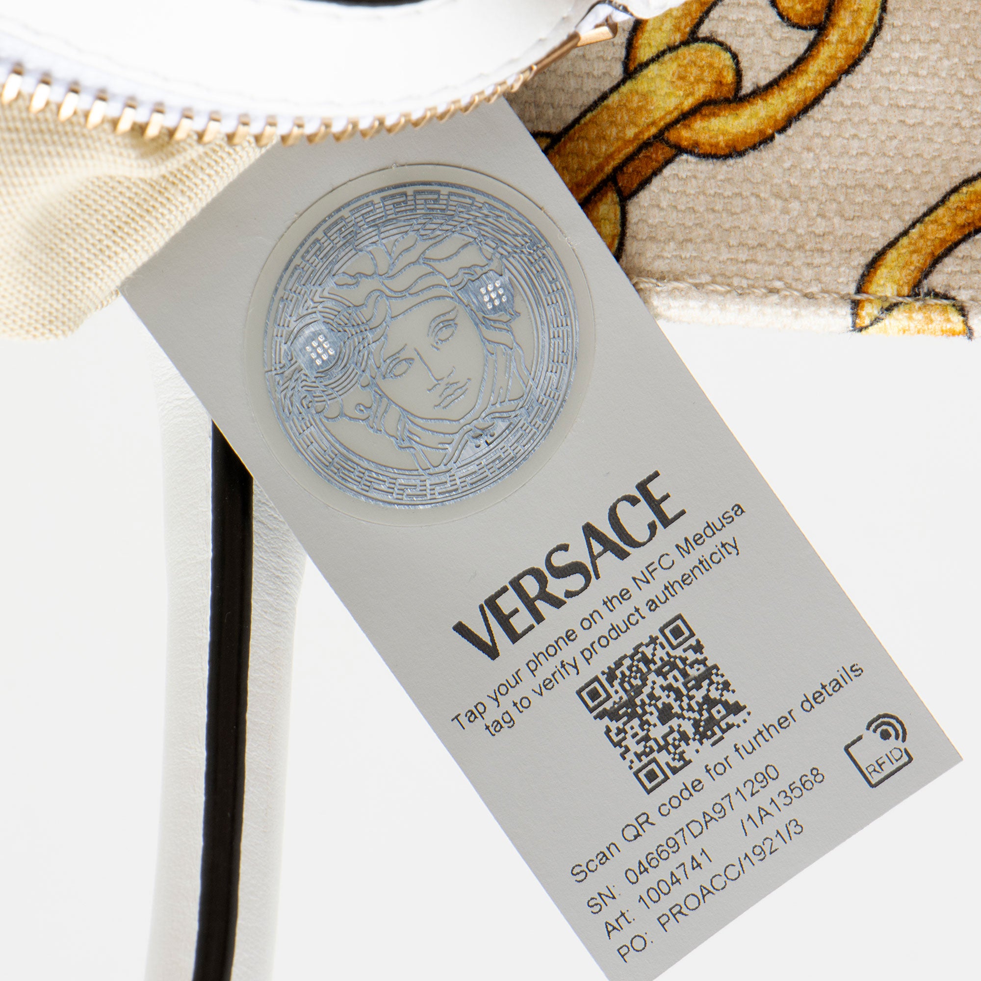 Versace Chain Link Canvas La Medusa Large Tote