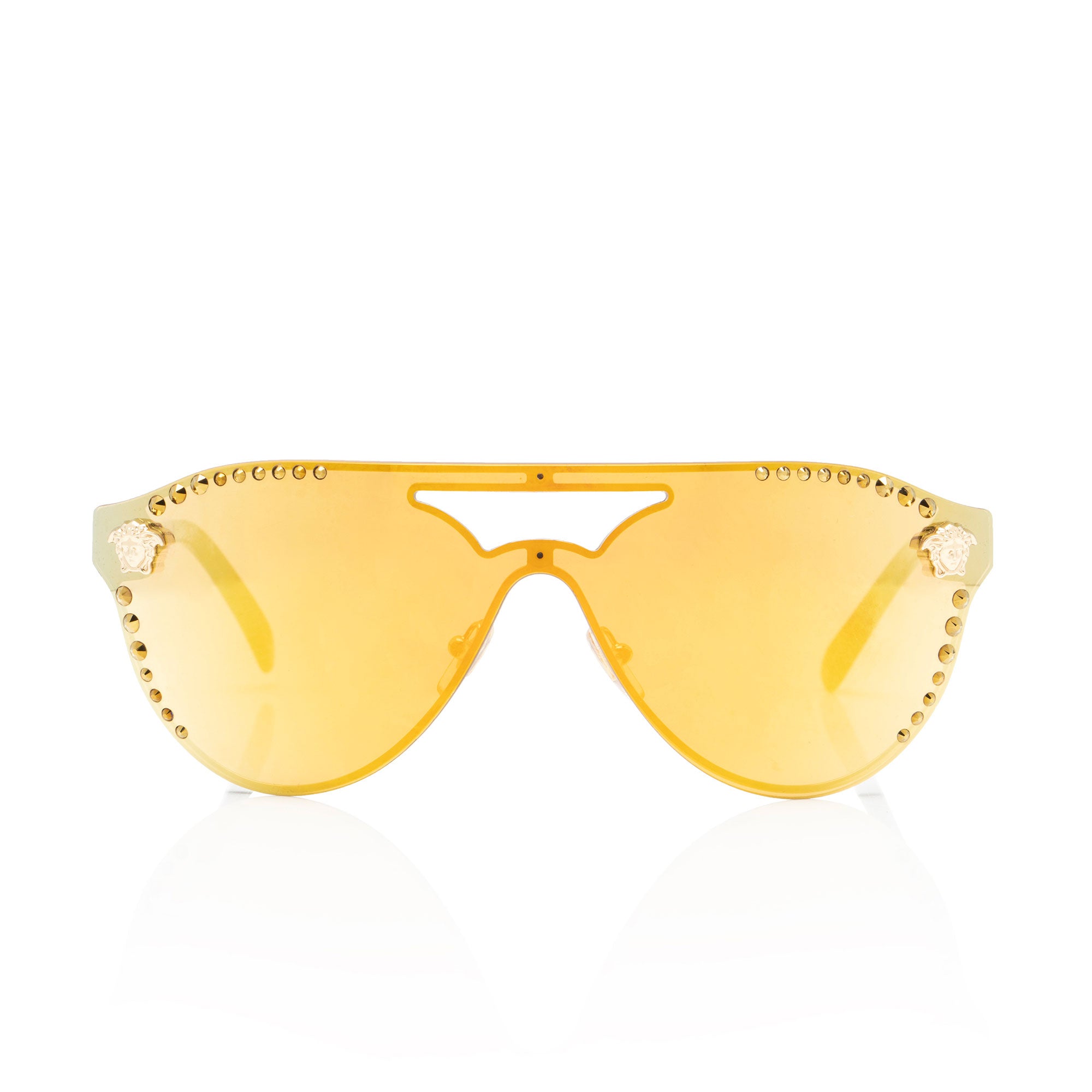 Versace Crystal Embellished Medusa Aviator Sunglasses