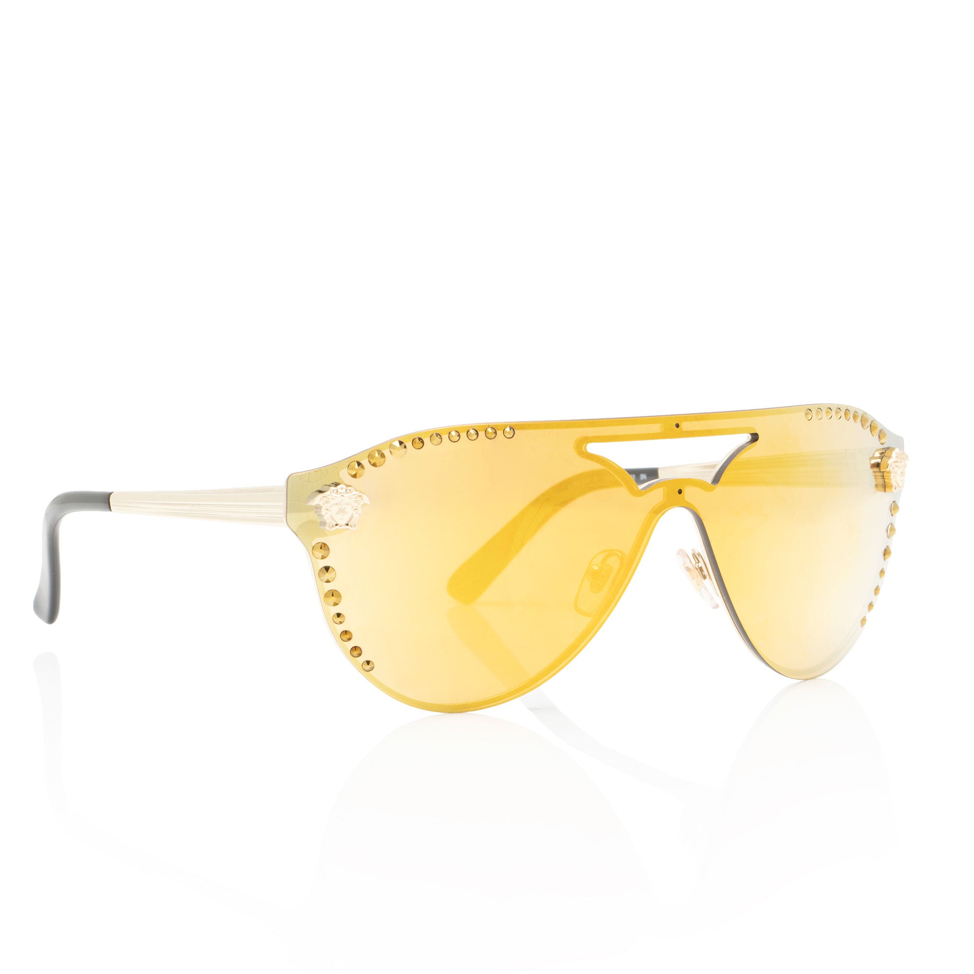 Versace Crystal Embellished Medusa Aviator Sunglasses