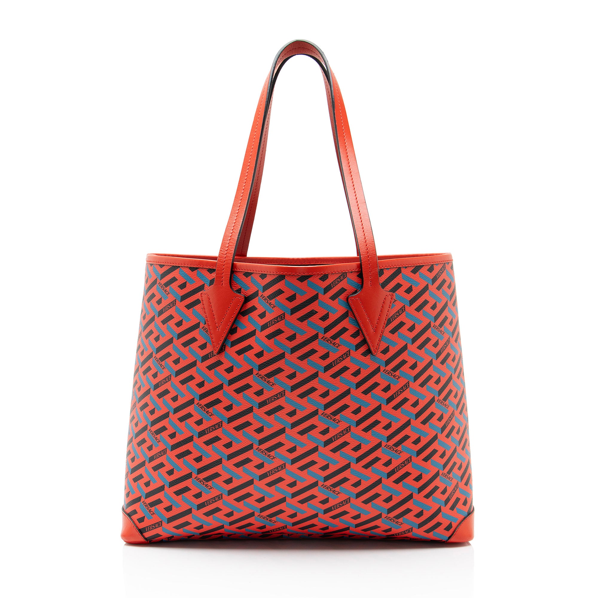Versace La Greca Coated Canvas Medium Shopper Tote