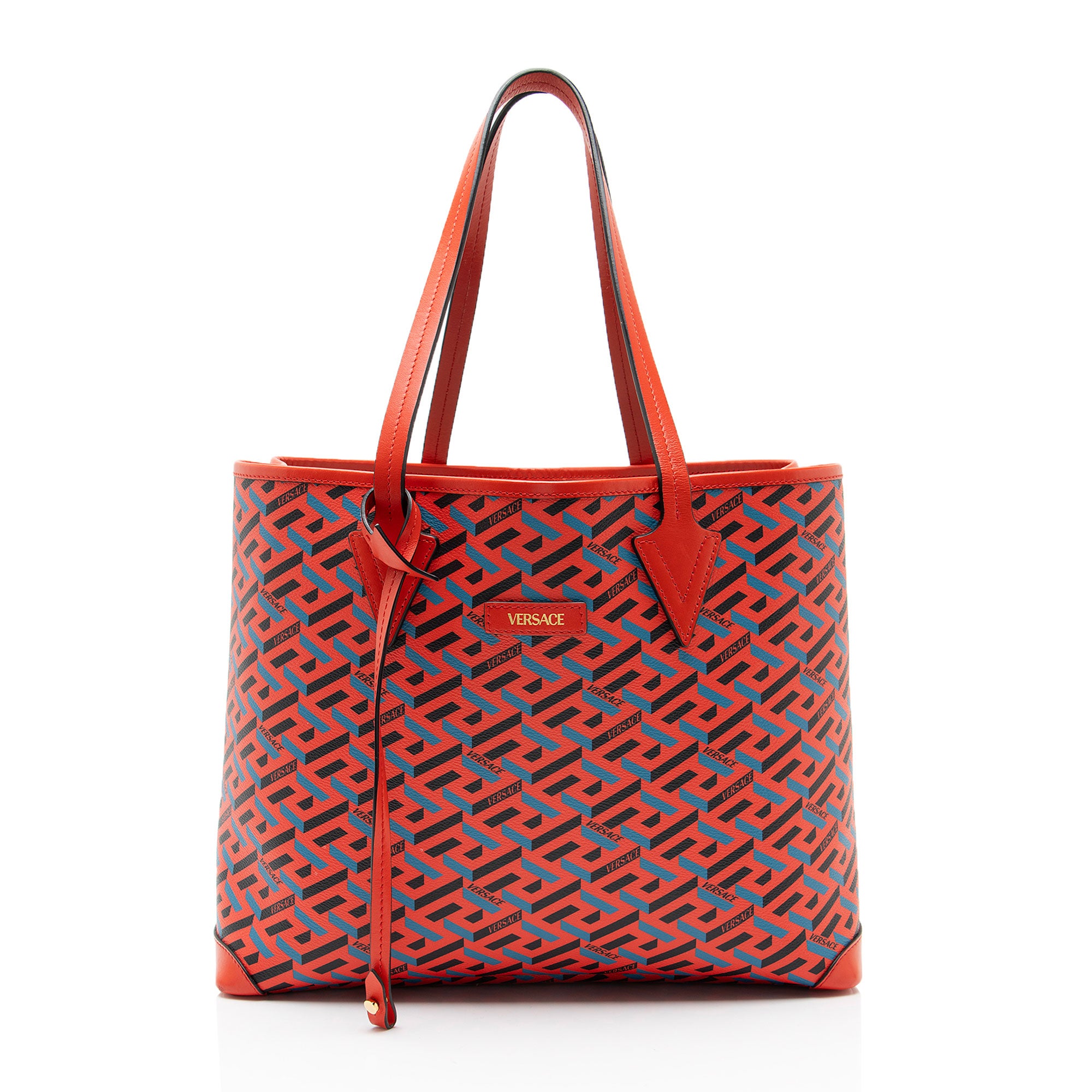 Versace La Greca Coated Canvas Medium Shopper Tote