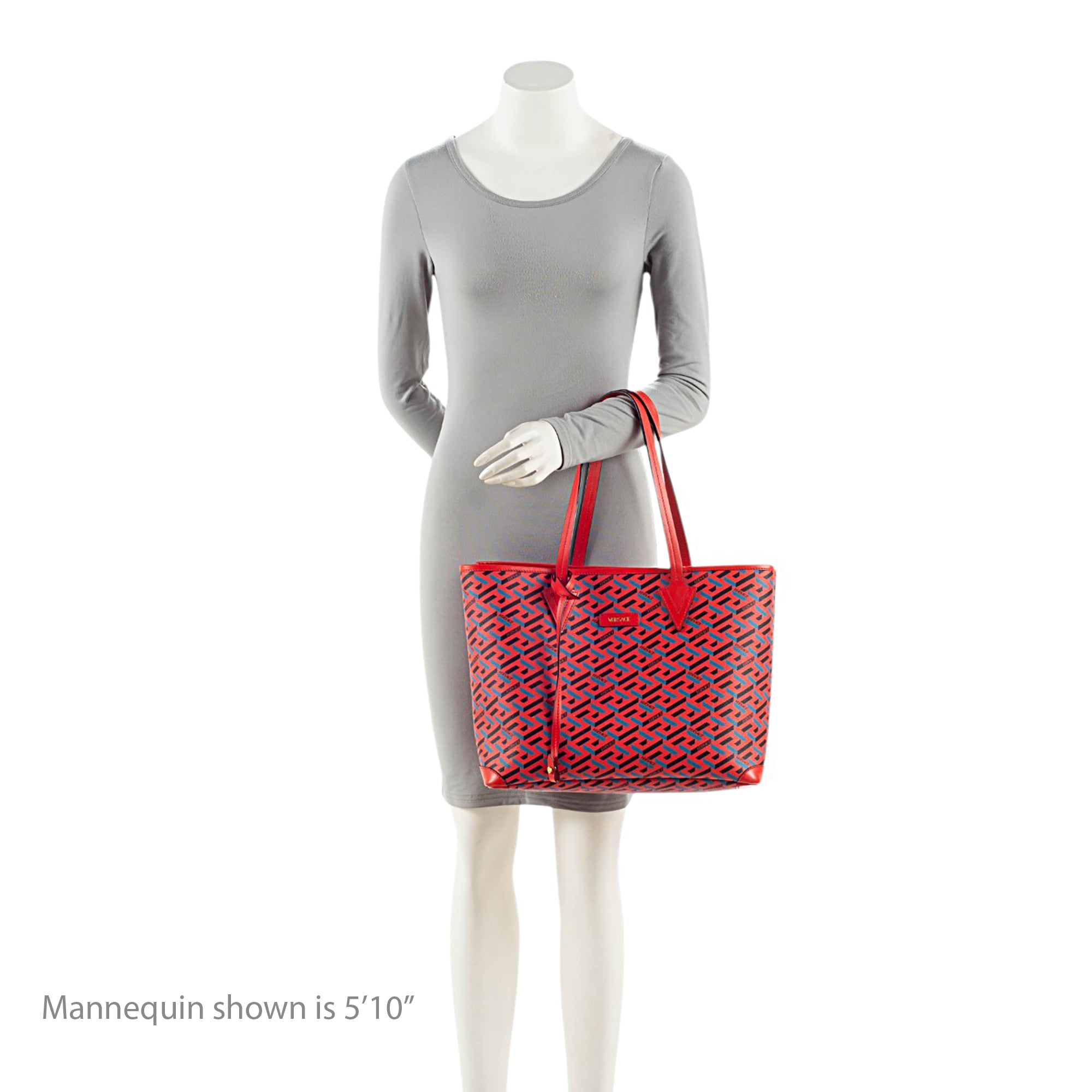 Versace La Greca Coated Canvas Medium Shopper Tote