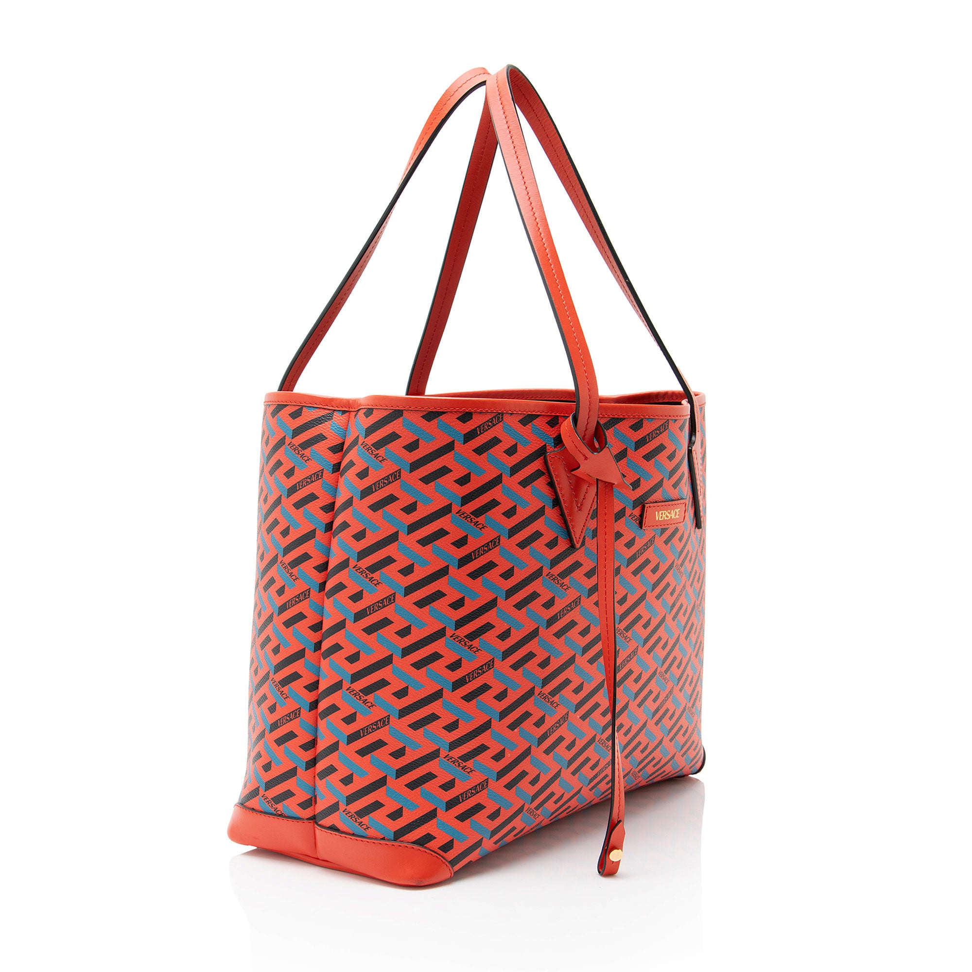 Versace La Greca Coated Canvas Medium Shopper Tote