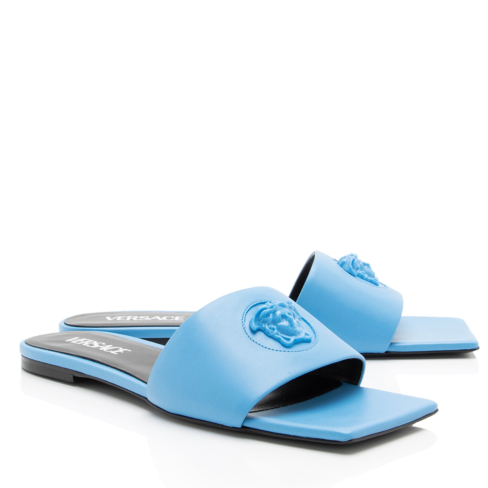 Versace Leather La Medusa Slides - Size 9 / 39