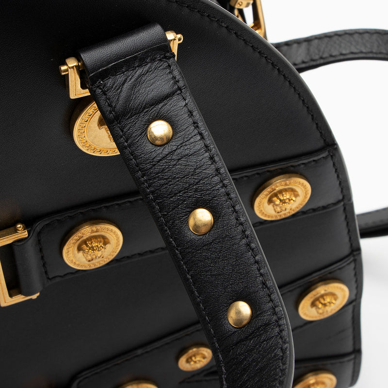 Versace Leather Medallion Tribute Medium Bowling Bag (SHF-5Q7vXA)