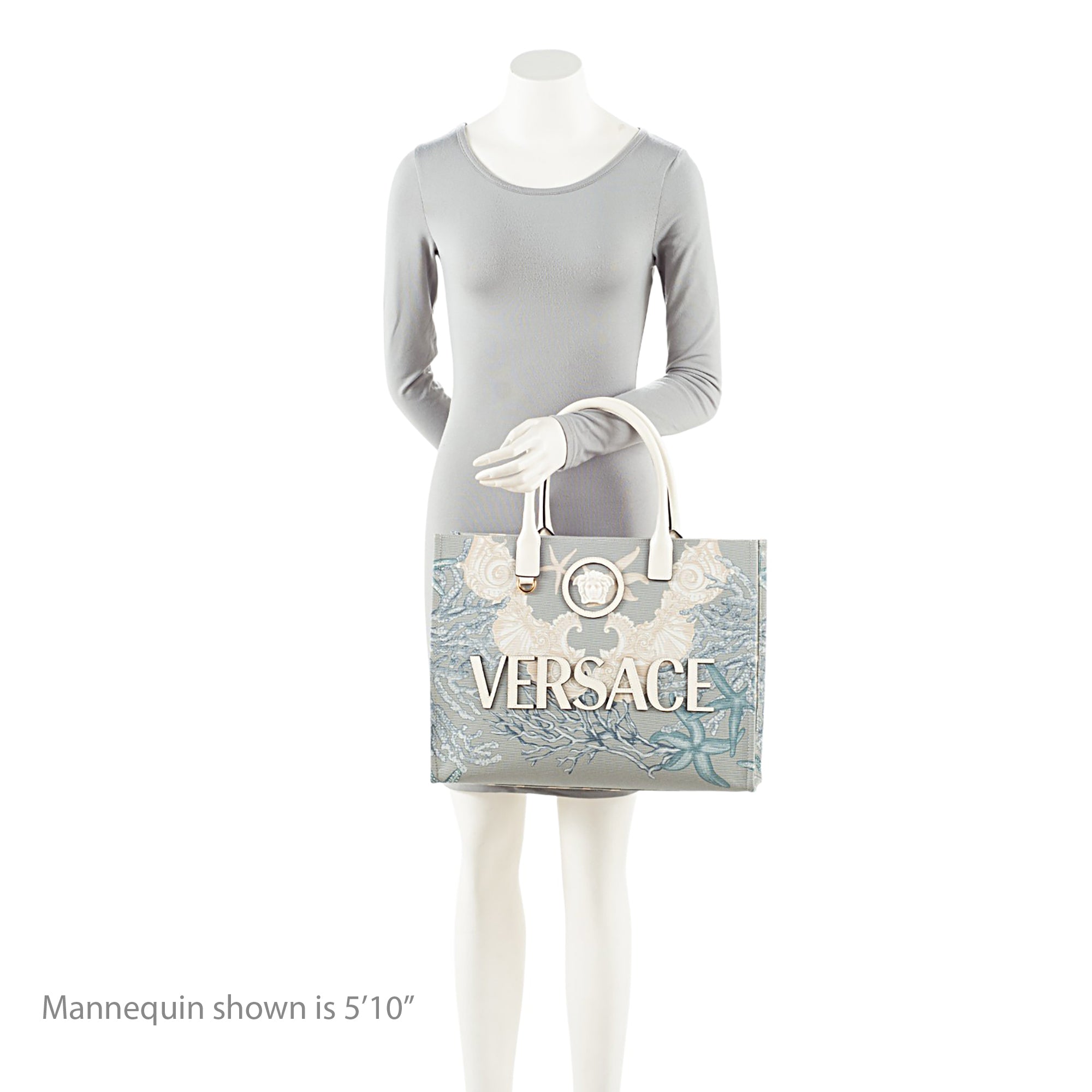 Versace Canvas Logo Barocco Sea La Medusa Large Tote