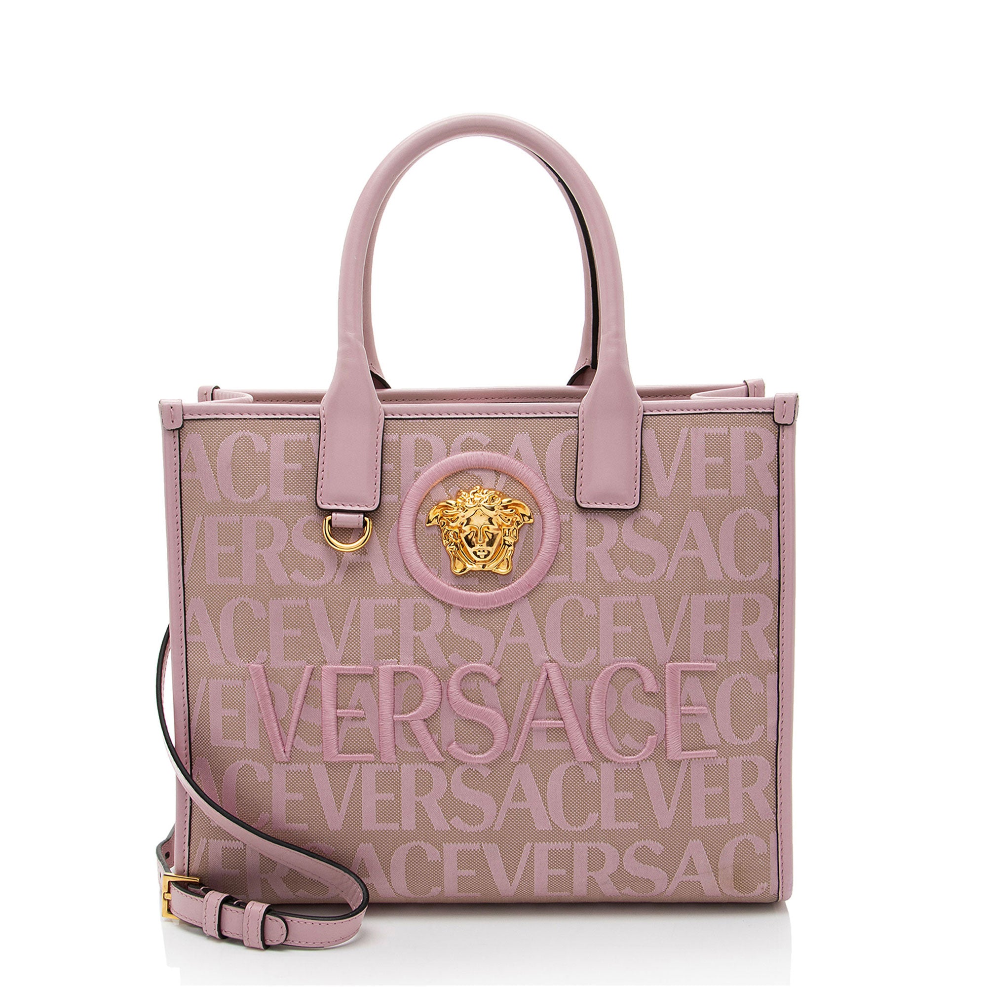 Versace Logo Canvas La Medusa Small Tote