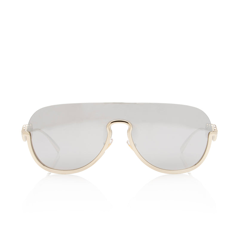Versace Mirrored Medusa Rimless Shield Sunglasses SHF 5y8PXM LuxeDH