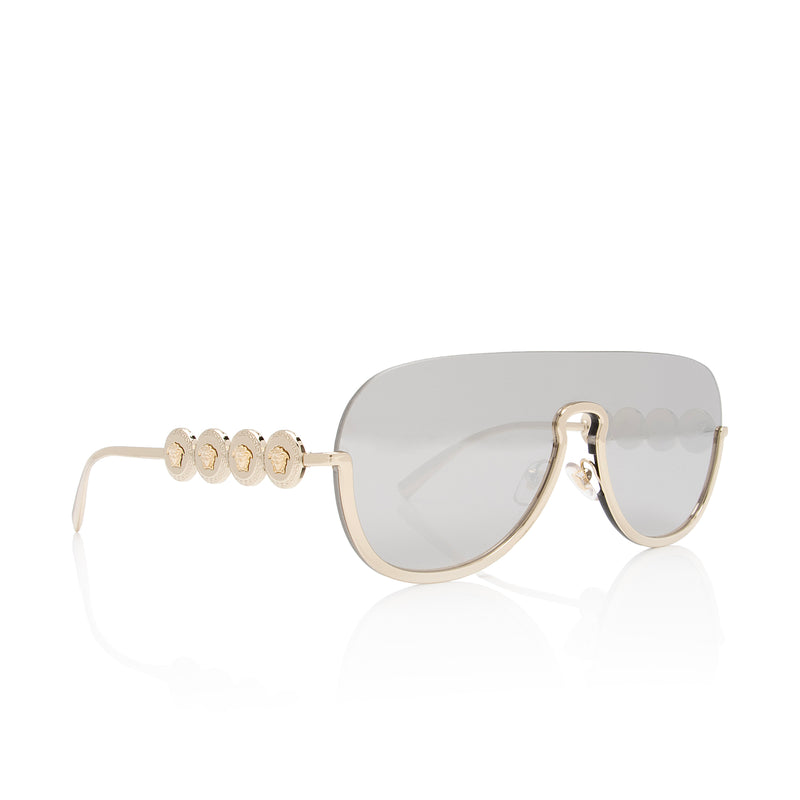 Versace Mirrored Medusa Rimless Shield Sunglasses (SHF-5y8PXM)