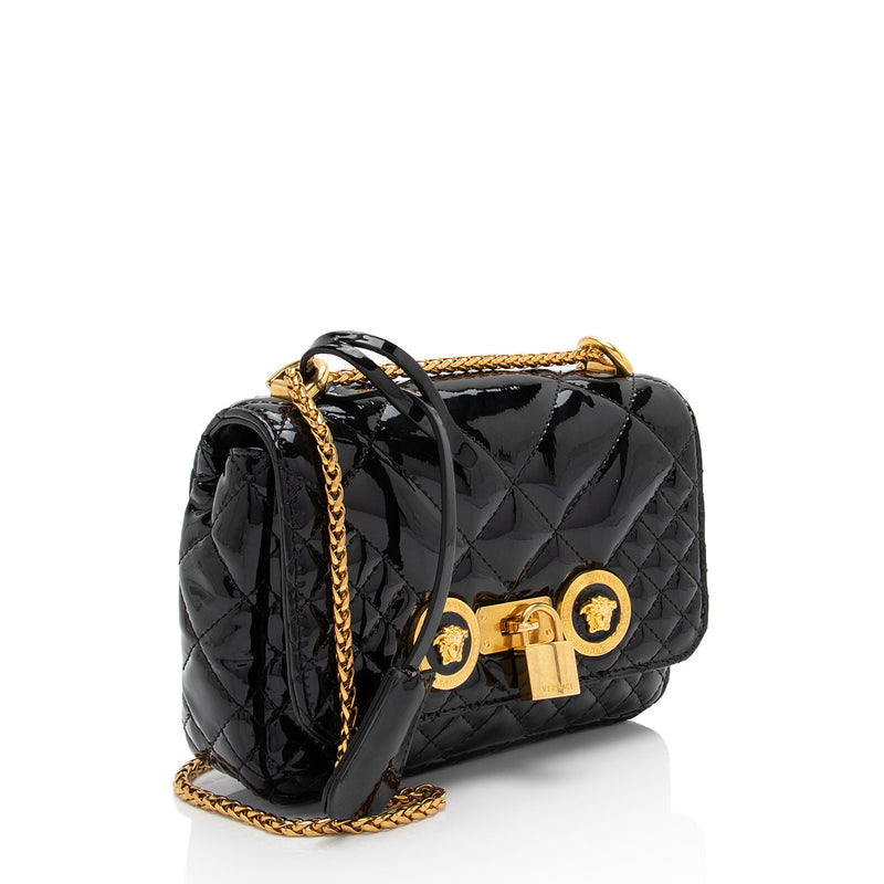 Versace Patent Leather Medusa Padlock Icon Flap Bag (SHF-QJzRU4)