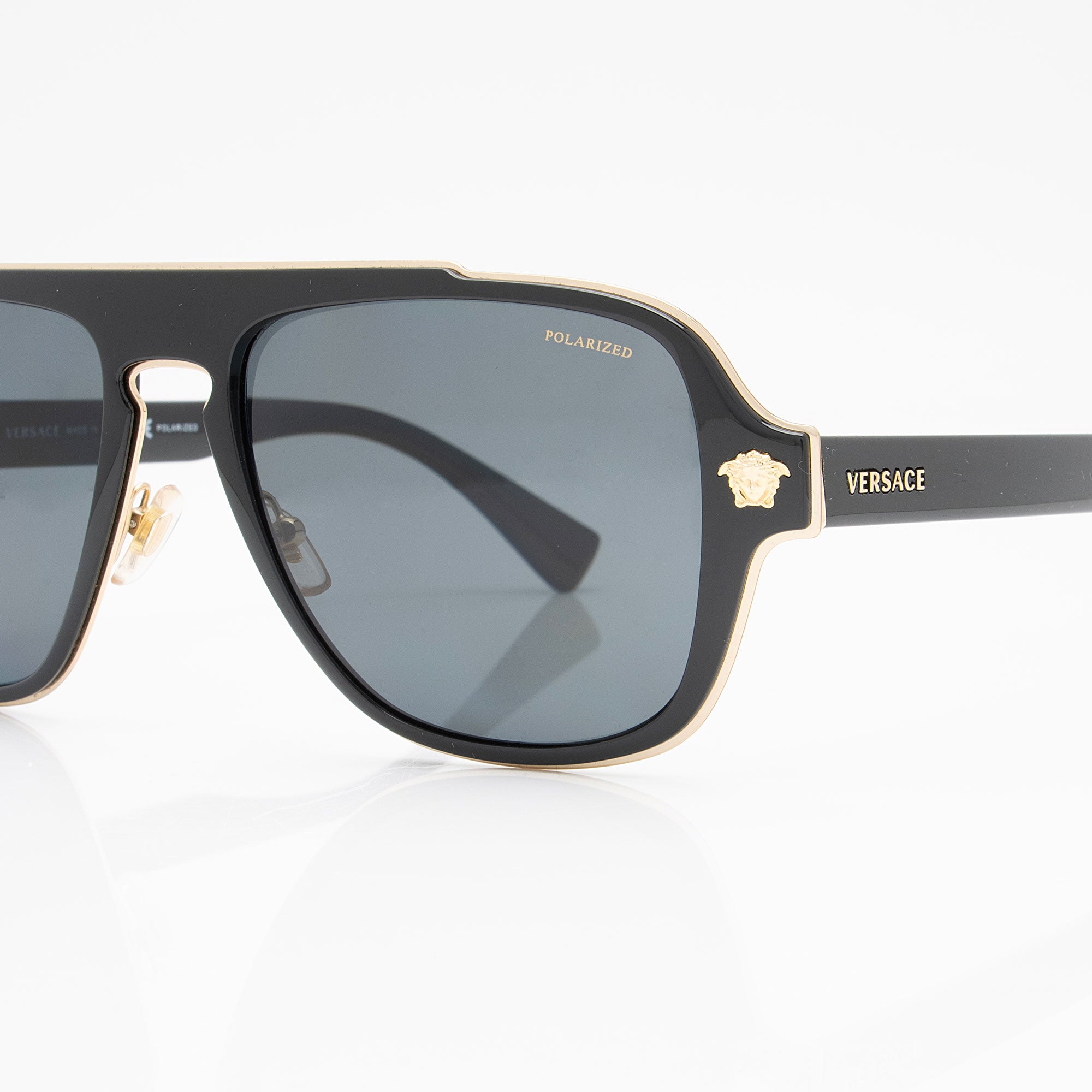 Versace Polarized Medusa Aviator Sunglasses