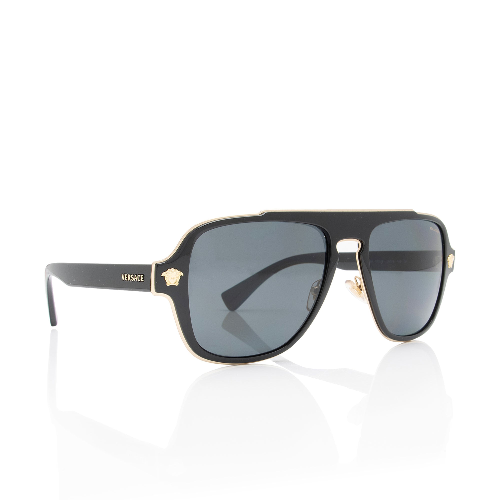 Versace Polarized Medusa Aviator Sunglasses