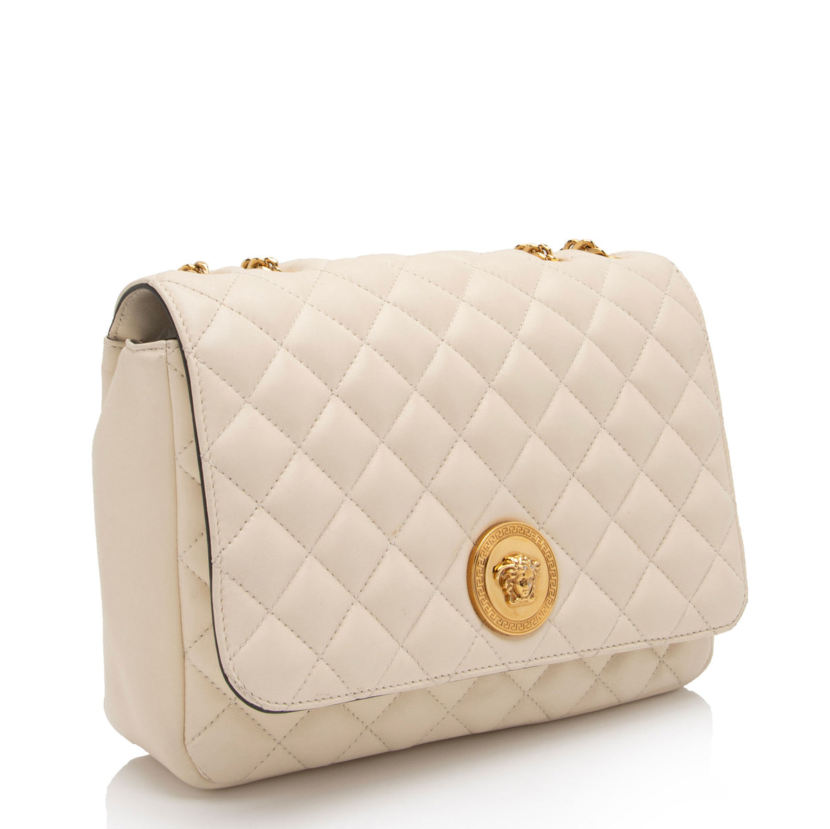 Versace Quilted Leather Medusa Flap Shoulder Bag (SHF-CZWzsb)