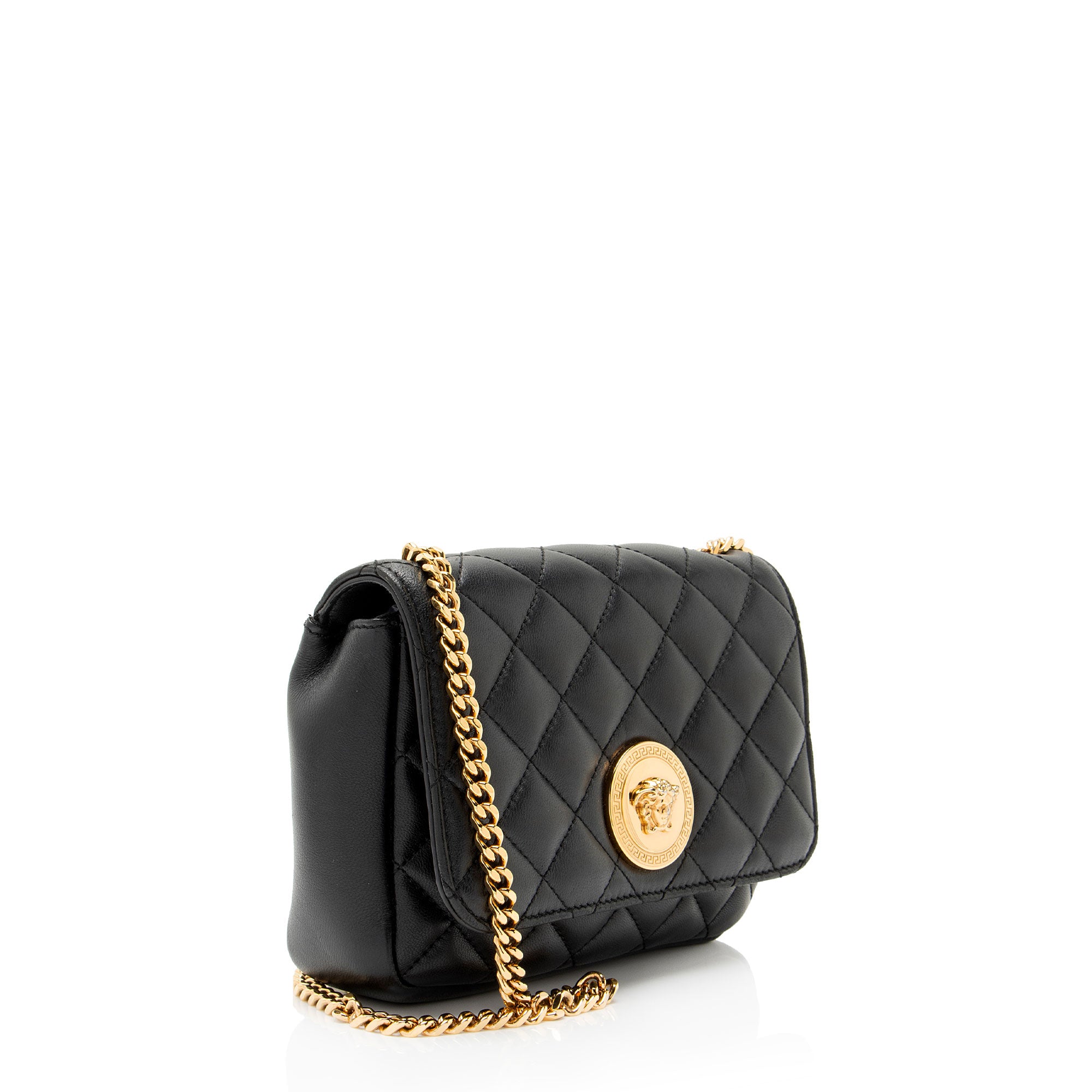 Versace Quilted Leather Medusa Square Small Flap Bag