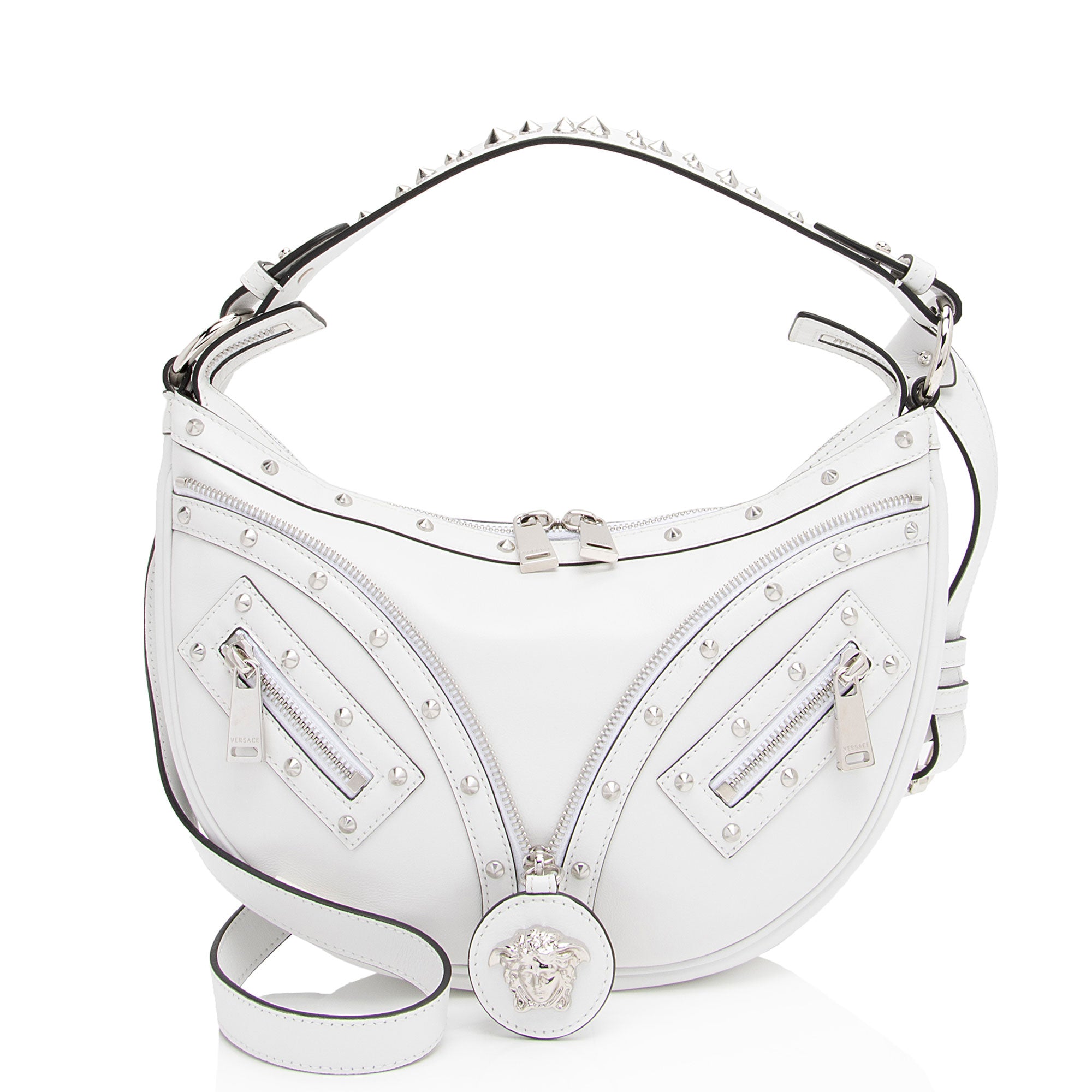 Versace Studded Leather Repeat Hobo (SHF-GnzrTs)