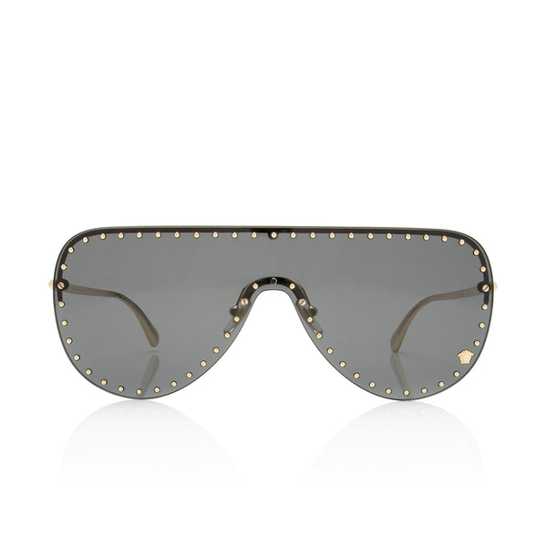 Versace Studded Rimless Shield Sunglasses (SHF-TDJHuj)