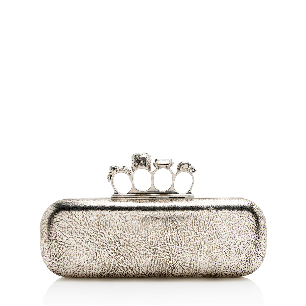Alexander McQueen Leather Knuckle Box Clutch (SHF-22045)
