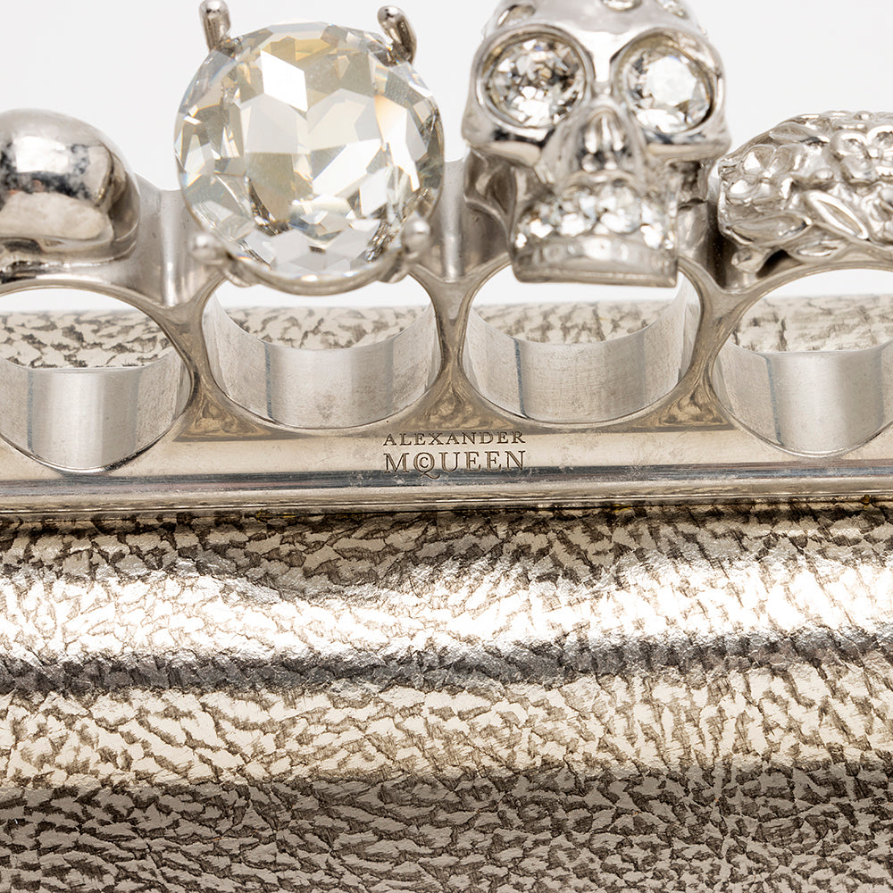 Alexander McQueen Leather Knuckle Box Clutch (SHF-22045)