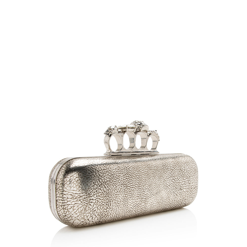 Alexander McQueen Leather Knuckle Box Clutch (SHF-22045)