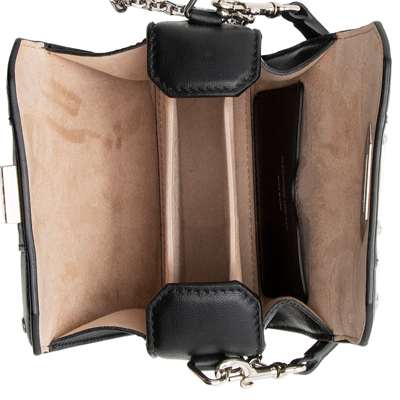 Alexander McQueen Leather Studded Box Crossbody Bag (SHF-20745)