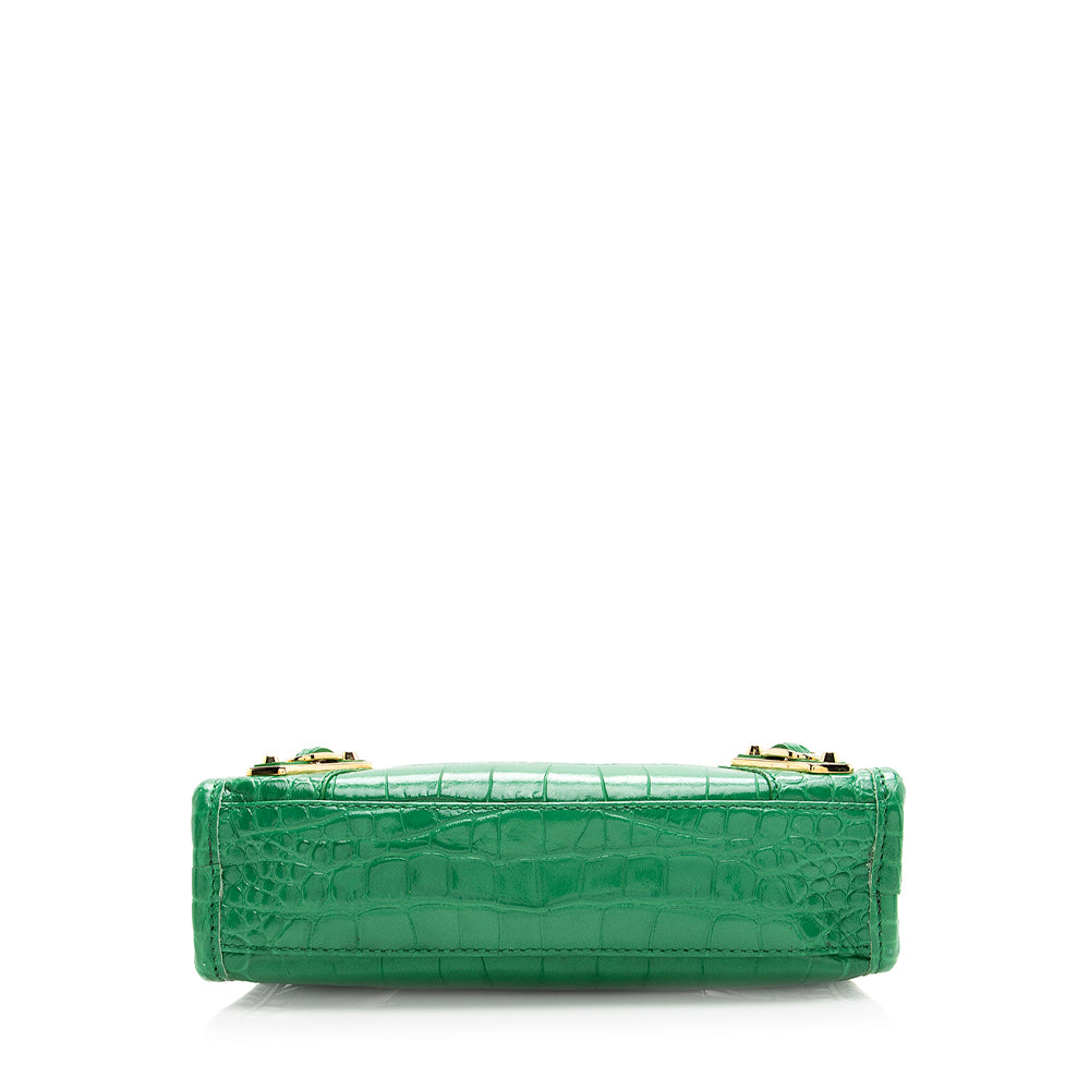 Balenciaga Croc Embossed Calfskin Metallic Edge City Nano Satchel (SHF-19953)