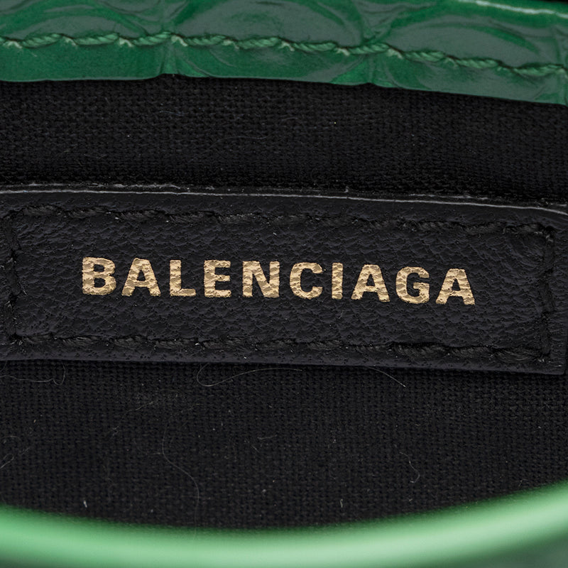 Balenciaga Croc Embossed Calfskin Metallic Edge City Nano Satchel