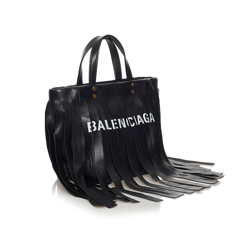 Balenciaga Authenticated Laundry Cabas Leather Handbag