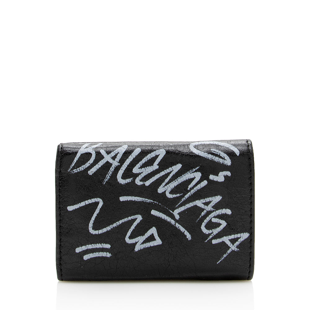 Balenciaga Leather Graffiti Mini Wallet (SHF-16612)