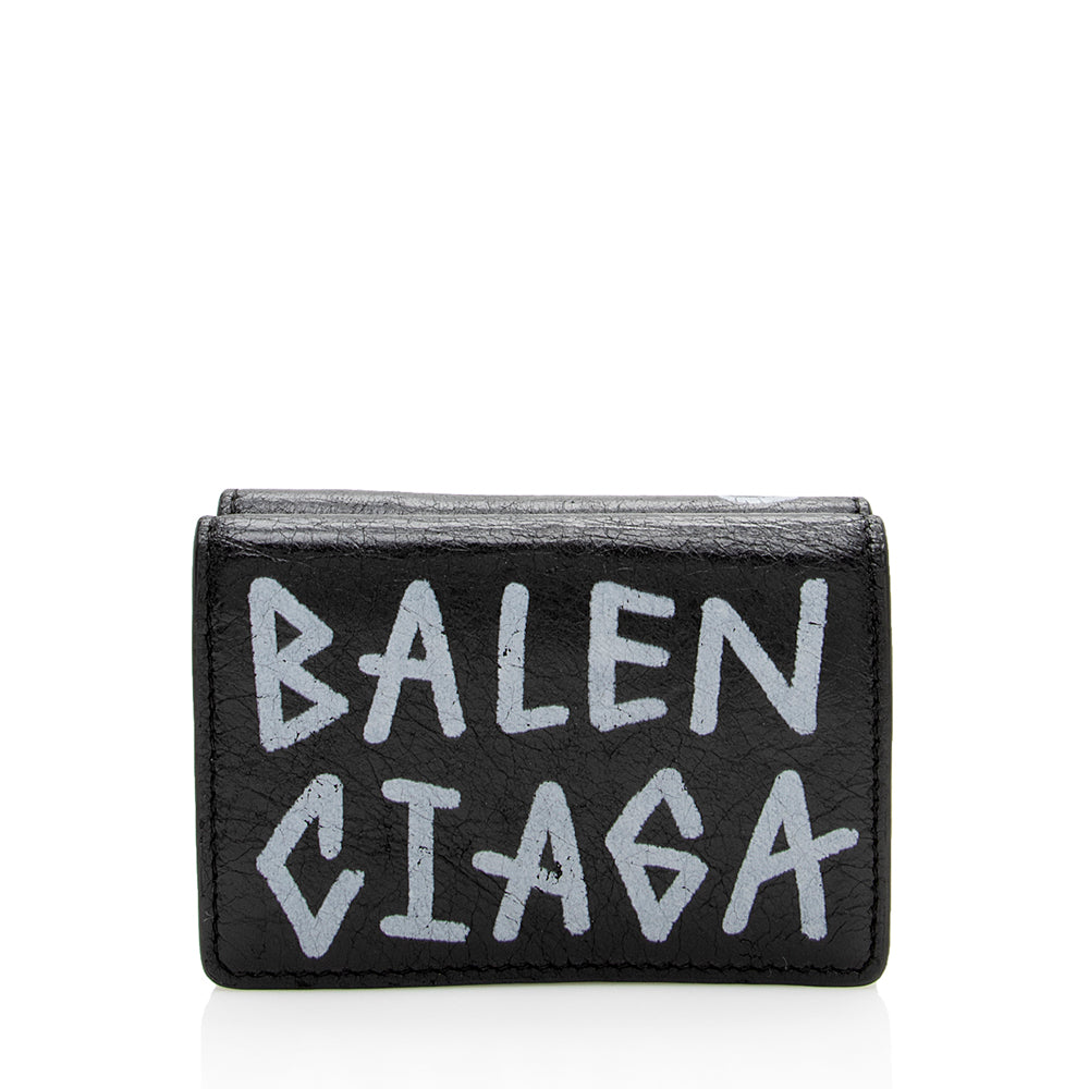 Balenciaga Leather Graffiti Mini Wallet (SHF-16612)