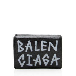 Balenciaga Leather Graffiti Mini Wallet (SHF-16612)