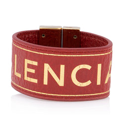 Balenciaga Leather Logo Embossed Bracelet - FINAL SALE (SHF-20495)