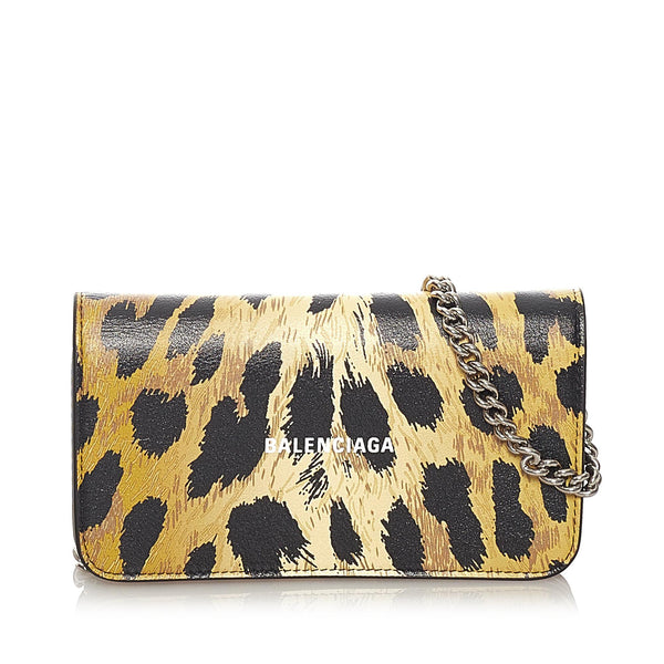 Balenciaga Leopard Print Leather Shoulder Bag (SHG-27193)
