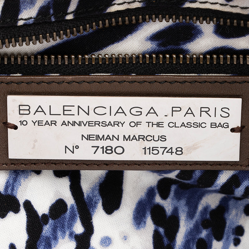 Balenciaga Limited Edition Metallic Calfskin Leather Anniversary City Satchel (SHF-19430)