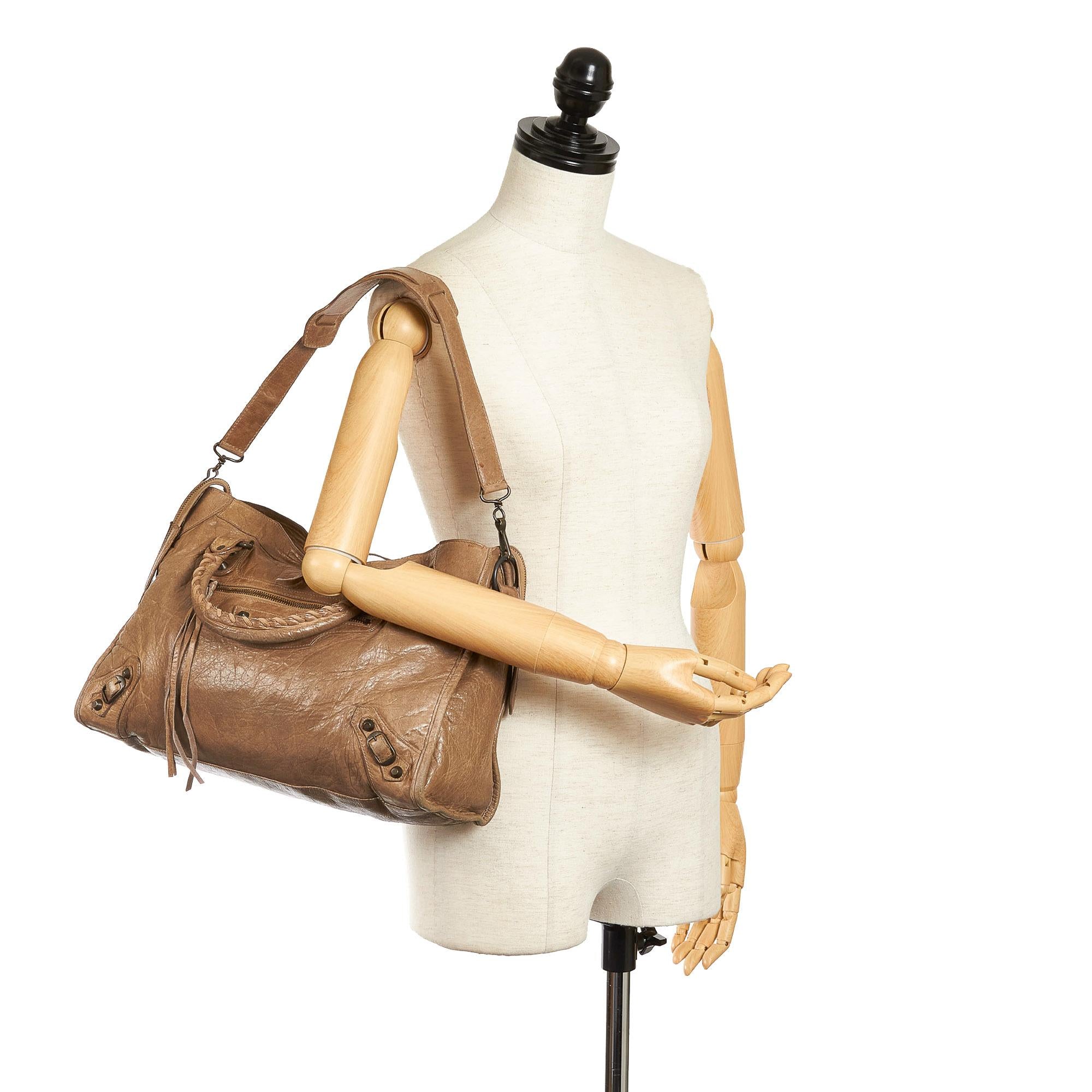 Balenciaga Motocross Classic City Lambskin Leather Satchel (SHG-33532)