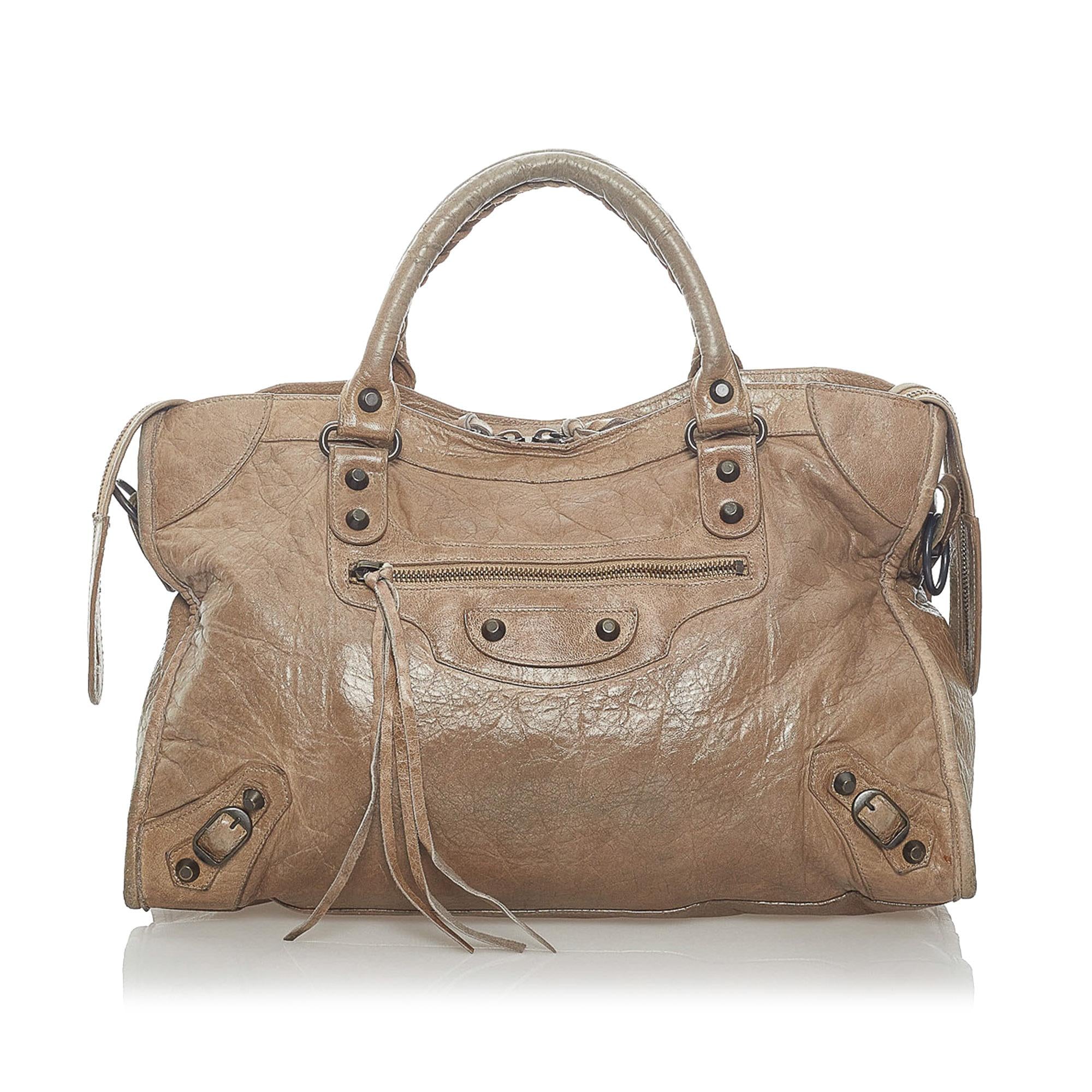 Balenciaga Motocross Classic City Lambskin Leather Satchel (SHG-33532)