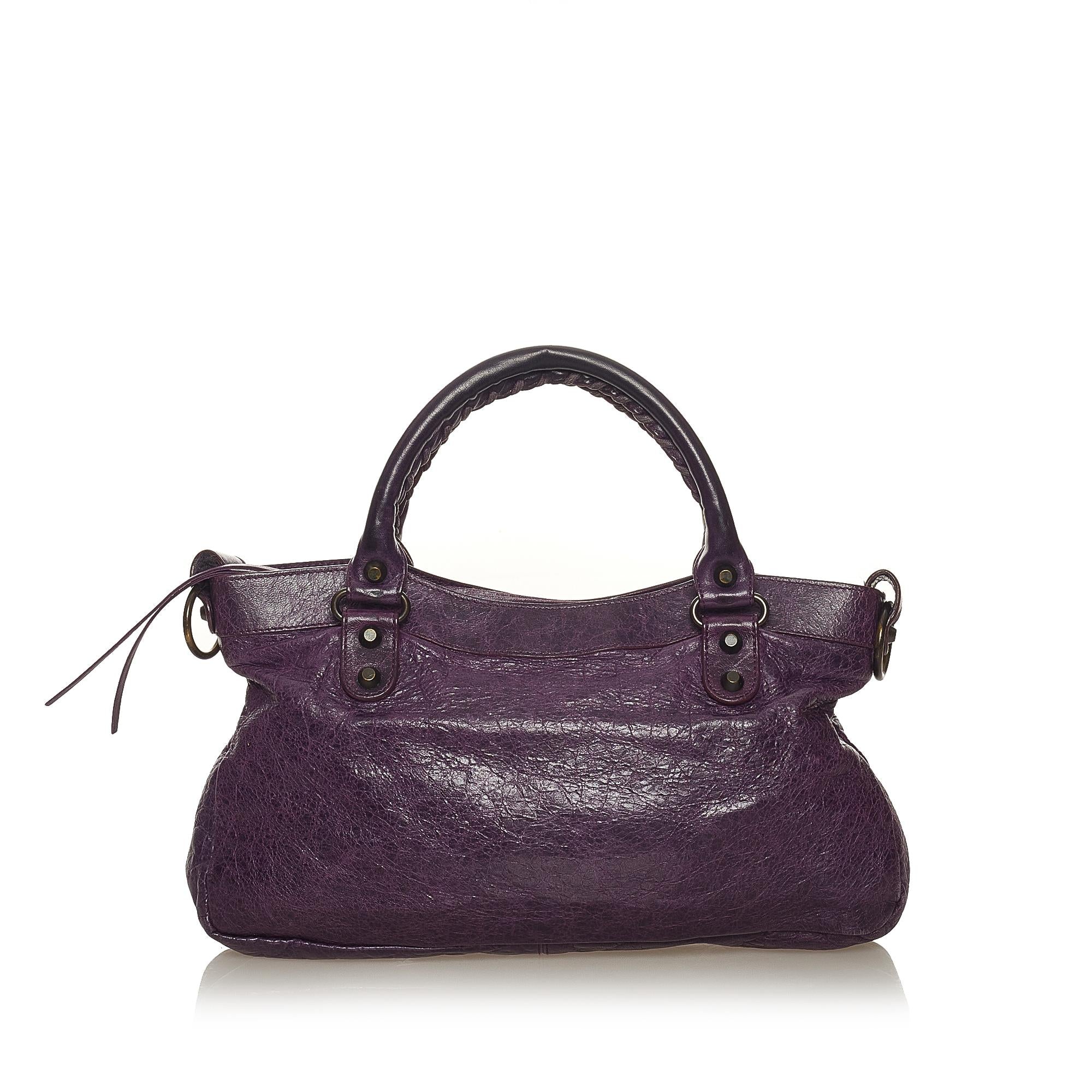 Balenciaga Motocross Classic First Lambskin Leather Satchel (SHG-27480)